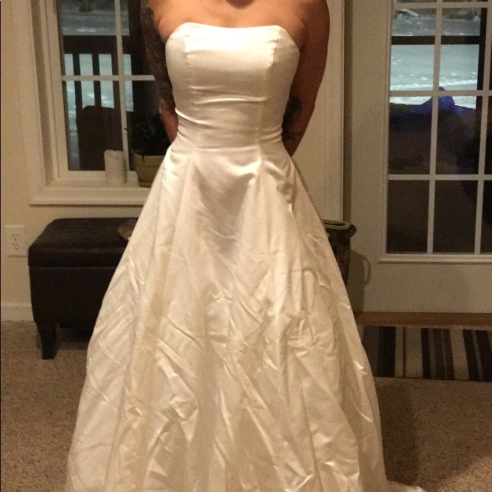 Off-White Satin Wedding Gown